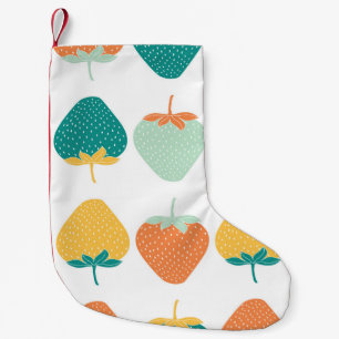 Multicolor Strawberries: Vintage Fruit Pattern. Small Christmas Stocking