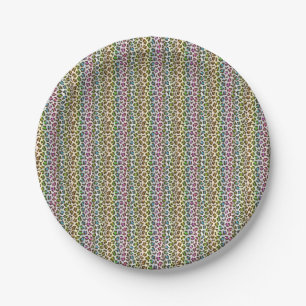 multicolor strip tinted leopard pattern paper plate