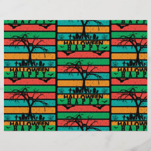 Multicolor Stripe Cemetery Bats Scrapbook Paper