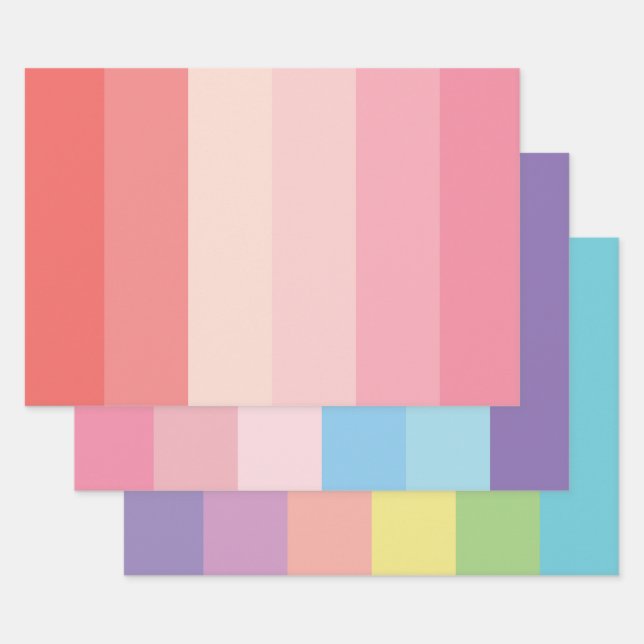 Multicolor Stripe Wrapping Paper Sheet (Set)