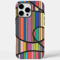 Multicolor Striped Abstract Flowing Black Curves