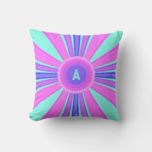 Multicolor Striped Monogram  Cushion