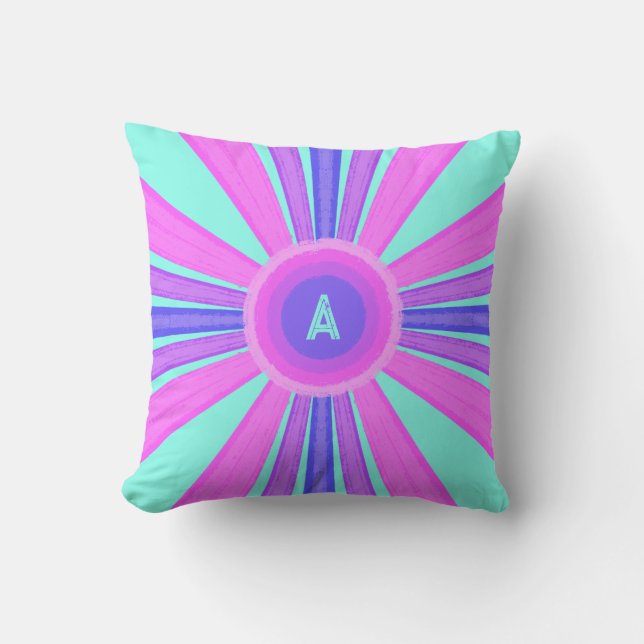 Multicolor Striped Monogram  Cushion (Front)