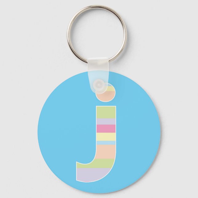 Multicolor Striped Monogram - Letter J Key Ring (Front)