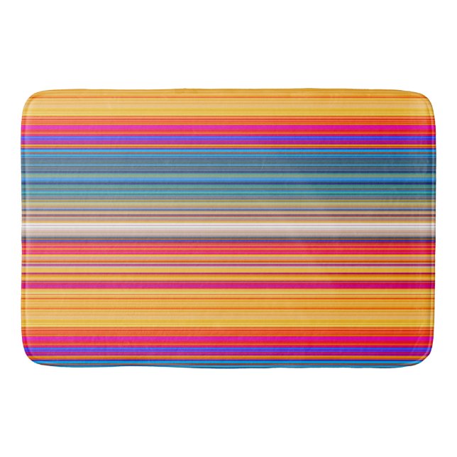 Multicolor Striped Pattern Bath Mat (Front)