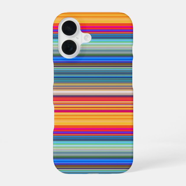 Multicolor Striped Pattern iPhone 16 Case (Back)