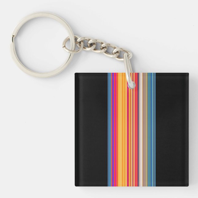 Multicolor Striped Pattern Key Ring (Front)