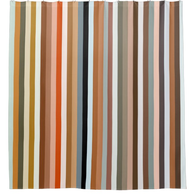 Multicolor Striped Pattern Shower Curtain (Front)