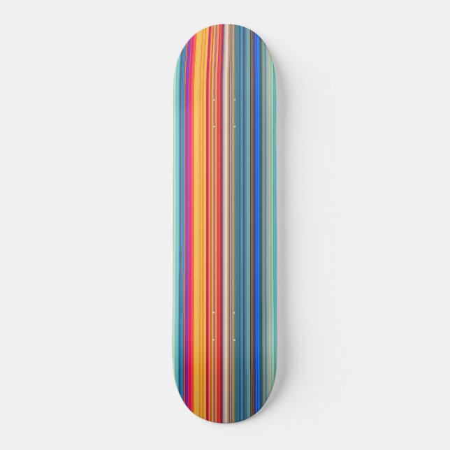 Multicolor Striped Pattern Skateboard (Front)