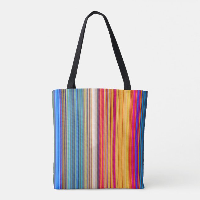 Multicolor Striped Pattern Tote Bag (Back)