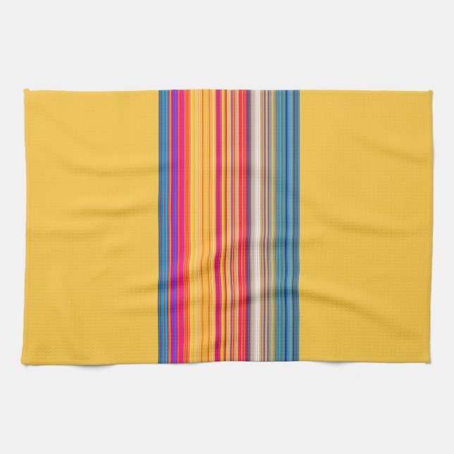 Multicolor Striped/Red Pattern Tea Towel (Horizontal)