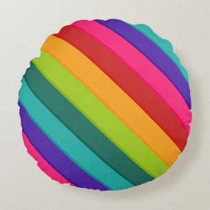 Multicolor Striped Round Cushion