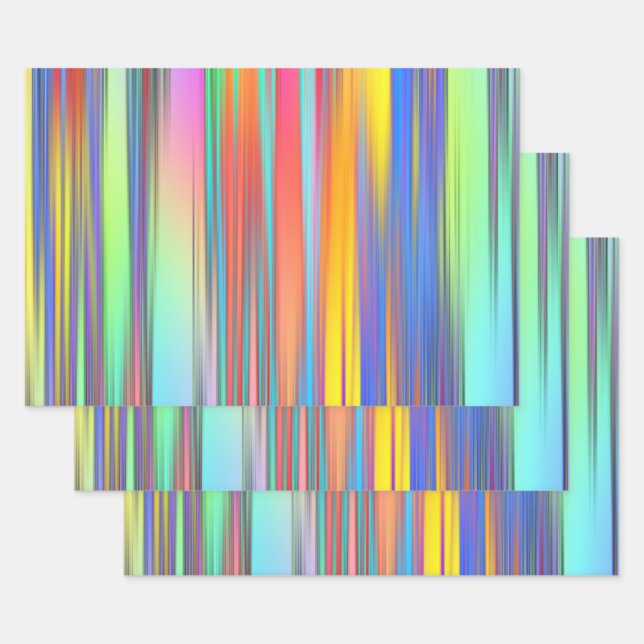 Multicolor Stripes Artistic Wrapping Paper Sheet (Set)