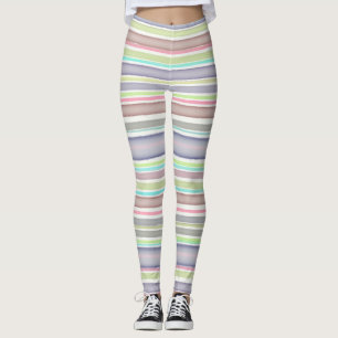 Multicolor stripes design watercolor leggings