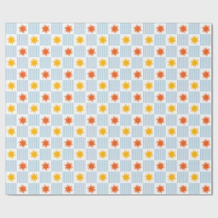 Multicolor Sunburst Chequerboard Wrapping Paper