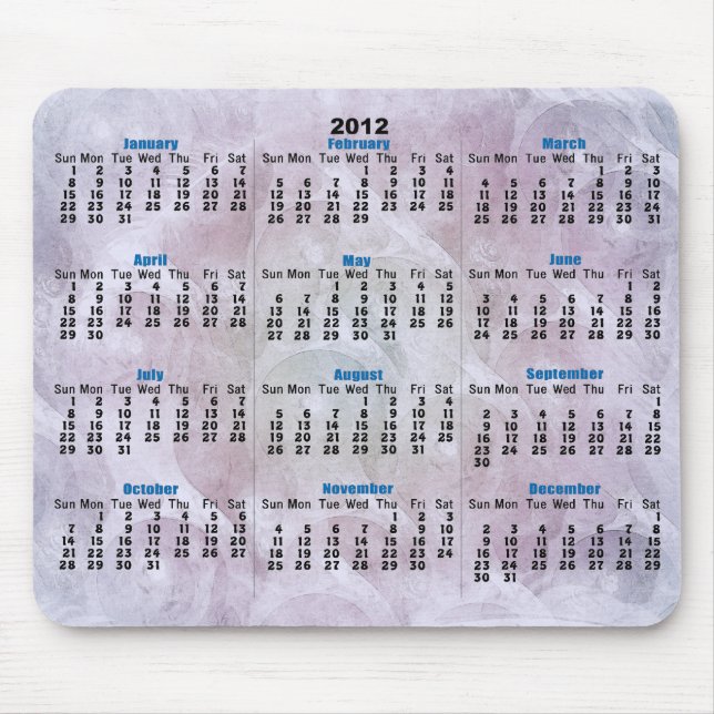 multicolor swirls 2012 Calendar mousepad (Front)