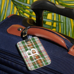 Multicolor Tartan Chequered Monogram Name Luggage Tag