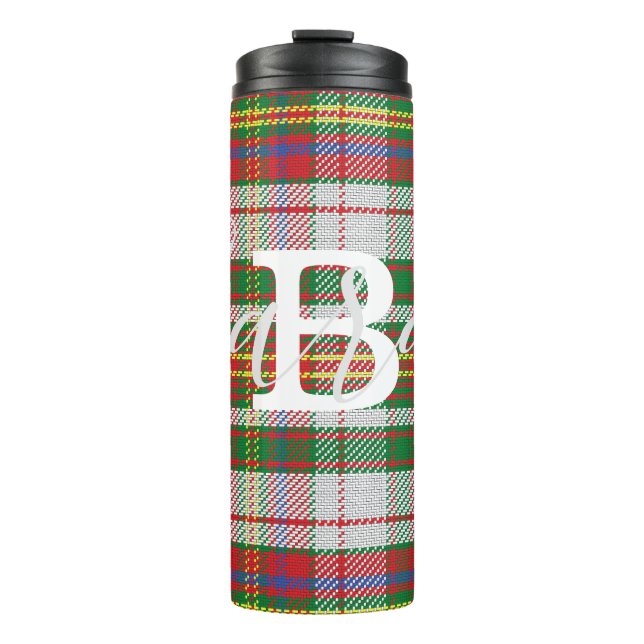 Multicolor Tartan Chequered Monogram Name Thermal Tumbler (Front)