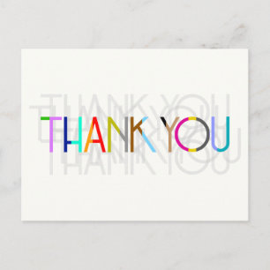 Multicolor Thank You Typography Postcard