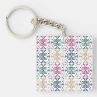 Multicolor Tiles w/ Initials Key Ring