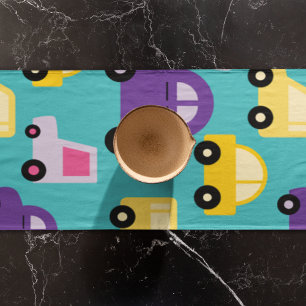 Multicolor Toy Cars Pattern  Long Table Runner