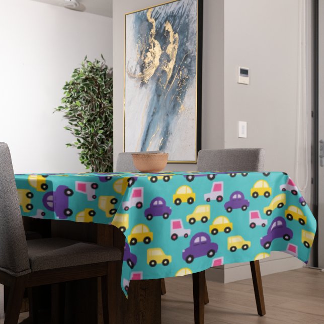 Multicolor Toy Cars Pattern  Tablecloth (toy car tablecloth)