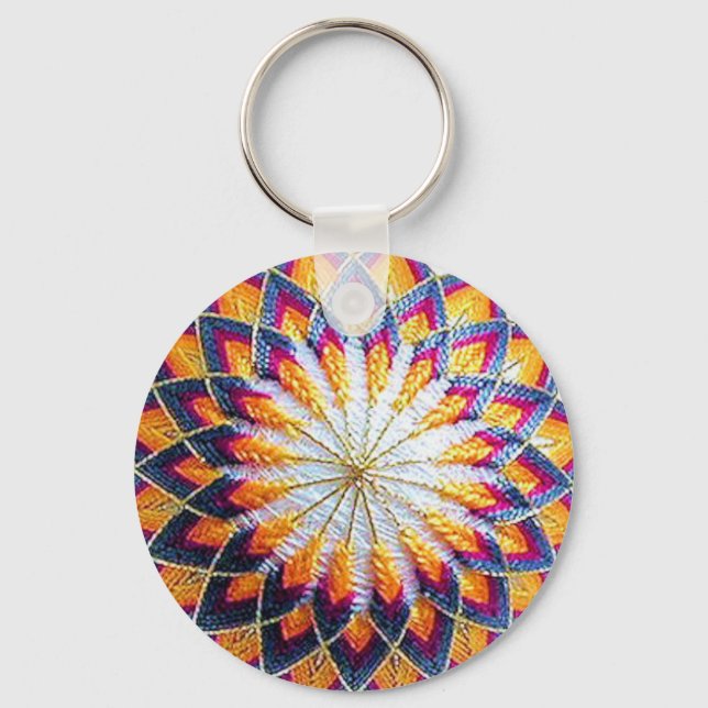 Multicolor Traditional  Temari Kiku Keychain (Front)