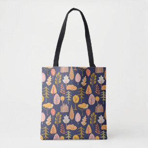 Multicolor Trees: Mid Autumn Vintage Tote Bag