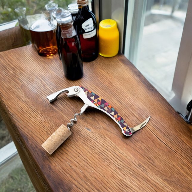 Multicolor Triangle Shapes Cutting Board Corkscrew (Corkscrew Bottle Opener)