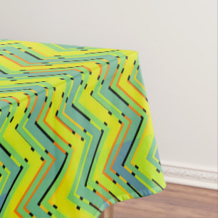 Multicolor tropical chevron tablecloth