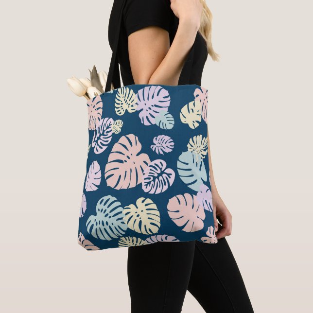 Multicolor Tropical Leaves 4 Tote Bag (Close Up)