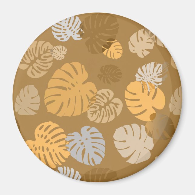 Multicolor Tropical Leaves 6 Magnet (Front)