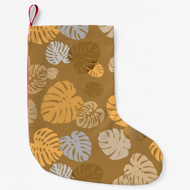 Multicolor Tropical Leaves 6 Small Christmas Stocking (Front)