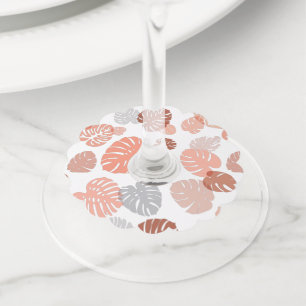 Multicolor Tropical Leaves 9 Wine Glass Tag