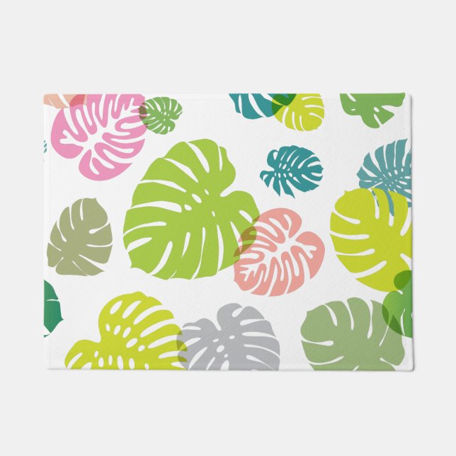 Multicolor Tropical Leaves Doormat (Front)