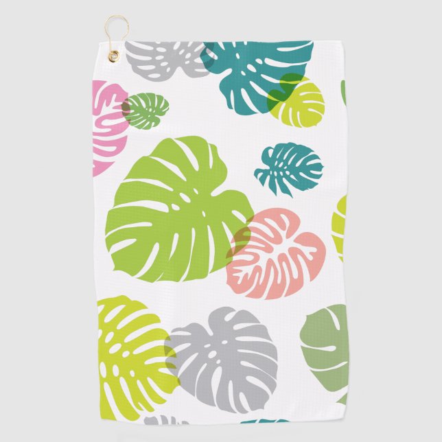 Multicolor Tropical Leaves Golf Towel (Front)