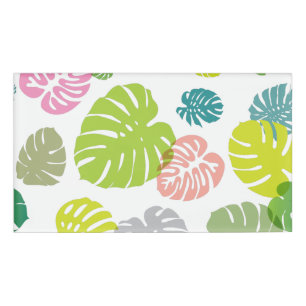 Multicolor Tropical Leaves Name Tag