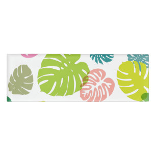 Multicolor Tropical Leaves Name Tag