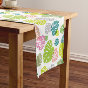 Multicolor Tropical Leaves Short Table Runner