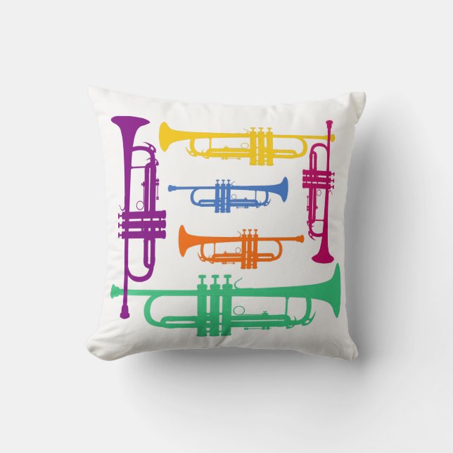 Multicolor Trumpet Brass Music Instrument Cushion (Front)