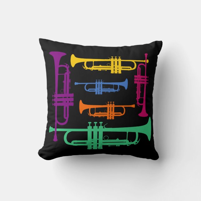 Multicolor Trumpet Brass Music Instrument Cushion (Front)