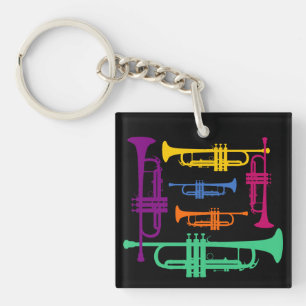 Multicolor Trumpet Brass Music Instrument Key Ring