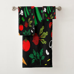 Multicolor Vegetables Design Bath Towel Set