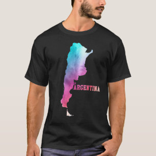 Multicolor Watercolor Argentina Map Digital Artwor T-Shirt