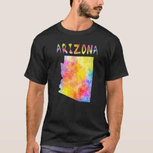 Multicolor Watercolor Arizona State Map Digital Ar T-Shirt
