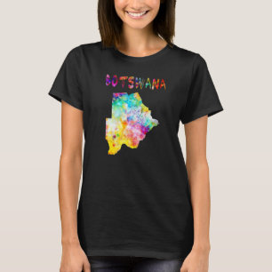 Multicolor Watercolor Botswana Map Digital Artwork T-Shirt