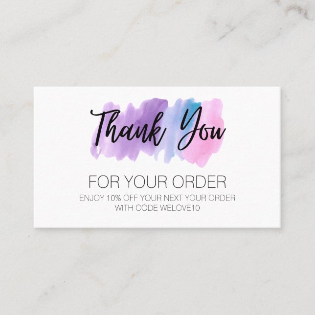 MultiColor Watercolor Brush Stroke Loyalty Business Card (Front)