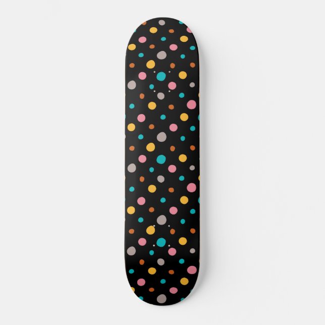 Multicolor Watercolor Dots 2 Skateboard (Front)
