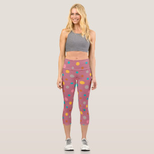 Multicolor Watercolor Dots 5 Capri Leggings