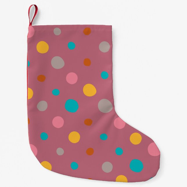 Multicolor Watercolor Dots 5 Small Christmas Stocking (Front)